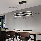 זול עיצוב מעגל-נברשת מנורת תליון LED ניתנת לעמעום מנורת תקרת טבעת אובלית יוקרה מודרנית ניתנת לעמעום בלבד עם שלט רחוק 110-240v