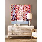 voordelige Schilderijen van landschappen-met de hand geschilderd abstract landschap schilderij op canvas 3D-getextureerde muurkunst muurdecor woonkamer zachte kleur getextureerde bloemlandschap roze olieverfschilderij muurkunst lentedecor