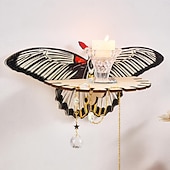 お買い得  彫刻-1個のクリエイティブでシンプルな壁掛けストライプの蝶型ディスプレイスタンド、釘なし、カラフルなクリエイティブな蝶型の壁飾り吊り下げピース組み立て木製手工芸品吊り下げ装飾