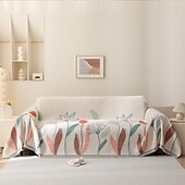 お買い得  ソファブランケット-ソファとベッド用のスローブランケット、柔らかく居心地の良いソファカバー、タッセル付きシェニールブランケット、装飾ブランケットとスロー、家具保護用の葉先染めブランケット。
