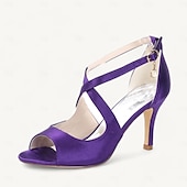 billige Prom-kvinners sateng peep-toe hæler med perle ankel stropp – elegante champagne bryllup sko for bruder og brudepiker