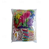 cheap HawaiianSummer Party-114PCS/184PCS Hawaiian Festival Party Turtle Back Leaf Hibiscus Flower Paper Straw Umbrella 24 Cake Sticks Combination Package
