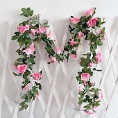 abordables Monsieur et Madame Mariage-fleurs simulées fleurs artificielles fleurs en soie vigne vignes climatisation conduites d&#039;eau arches de mariage décorations sinueuses rose vignes