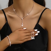 ieftine Seturi de Bijuterii-Seturi de bijuterii 4 buc Ștras Aliaj Cercei Coliere Brățări Pentru femei Elegant Epocă Modă Geometric Geometric Shape Set de bijuterii Pentru Nuntă Aniversare Invitat la nunta