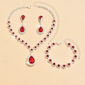 abordables Conjuntos de joyas-Juego de Joyas 4 piezas Brillante Legierung Pendientes Collare Pulseras Mujer Elegante Sencillo Lujo Geométrico Forma Geométrica Conjunto de joyas Para Aniversario Invitado a la boda Ocasión especial