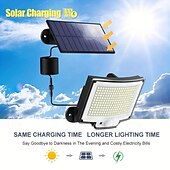 abordables Farolas-1 foco solar de 228 LED para exteriores, luces solares de pared divididas, sensor de movimiento, 3 modos de iluminación desde el anochecer hasta el amanecer, lámpara de pared impermeable IP65 con control remoto.