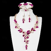 economico Parure di gioielli-Set di gioielli 4 pezzi Vetro Lega Anelli Orecchini Collane Bracciali Per donna Elegante Vintage Moda geometrico Di forma geometrica Parure di gioielli Per Matrimonio Feste Invitati del matrimonio
