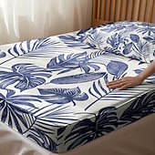 cheap Sheets &amp; Pillowcase-Leaves Spring Pattern Fitted Sheet Set 100% Cotton Ultra Soft Breathable Silky Bed Sheets Deep Pocket Bedding Sheets 3 Piece Queen King Size