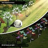 abordables Éclairage paysager-LED solaire papillon lumière pelouse lampe extérieure ip65 étanche 2 modes lumières de jardin cour jardin couloir paysage éclairage décor lumière 1/2 pièces