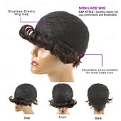 economico Parrucche di capelli veri senza cuffia-highlight 4/27 ombre pixie parrucche dei capelli umani diritto brasiliano nessuna parrucche anteriori in pizzo capelli umani parrucche caschetto corto per donne nere capelli umani veri colorati ombre