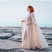 abordables Vestidos-Retro Antiguo Medieval Renacimiento Vestidos Capa Baile de Máscaras Vikingo forastero élfico Mujer Celta Vikingo Fantasía Mascarada Fiesta / Noche Adulto Vestido Capa