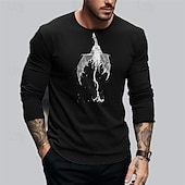 cheap Men&#039;s Graphic T Shirt-Men&#039;s Dragon T Shirt 100% Cotton Long Sleeve Graphic Shirt Black White Dark Blue Comfortable Tee Sports Outdoor Holiday Fashion Designer Clothing