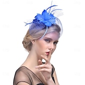 levne Svatební čelenka-Fascinátory Klobouky Doplňky do vlasů Organza 30. léta Cylindr Závojový klobouk Dostih koktejl Elegantní Vinobraní S Peří Mašličky Přílba Pokrývky Hlavy