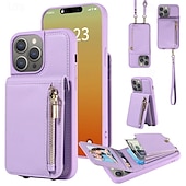 Недорогие Чехлы для iPhone-телефон Кейс для Назначение айфон 16 iPhone 15 Pro Max iPhone 14 13 12 11 Pro Max X XR XS 8 7 Plus Кошелек для карт Молния с ремешком с ремешком на запястье Ретро ТПУ Кожа PU