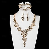 economico Parure di gioielli-Set di gioielli 4 pezzi Vetro Lega Anelli Orecchini Collane Bracciali Per donna Elegante Vintage Moda geometrico Di forma geometrica Parure di gioielli Per Matrimonio Feste Invitati del matrimonio