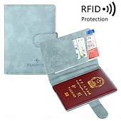 cheap Storage &amp; Organization-Women Men RFID Vintage Business Passport Covers Holder Multi-Function ID Bank Card PU Leather Wallet Case Travel Accessories