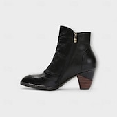 tanie Buty do kostki-damskie botki vintage z czerwonej skóry – najwyższej jakości skóra bydlęca z kwiatowymi akcentami guzikowymi i grubym obcasem, idealne do stylu retro i na co dzień