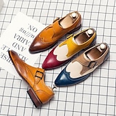 cheap Formal-Men&#039;s Oxfords Retro Formal Shoes Walking Casual Daily Leather Comfortable Booties / Ankle Boots Loafer Red Blue Brown Spring Fall