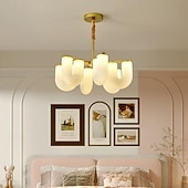 billiga Unika ljuskronor-ljuskronor 4/6/8 huvud 55/70/90cm modernt vardagsrum restaurang rum belysning grenar koppar enkel belysning all koppar glas ljuskrona 110-240v