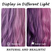 economico Parrucche trendy sintetiche-lunghe parrucche ondulate viola con frangia 26 pollici ricci sintetici parrucche ombre resistenti al cuore per le donne cosplay di feste quotidiane usate