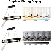 זול עיצוב מעגל-נברשת מנורת תליון LED ניתנת לעמעום מנורת תקרת טבעת אובלית יוקרה מודרנית ניתנת לעמעום בלבד עם שלט רחוק 110-240v