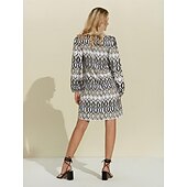 preiswerte Lässiges Kleid mit Aufdruck-Geometrisches Mini-Hemdkleid mit langen Ärmeln