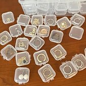 cheap Jewelry &amp; Cosmetic Storage-20/50pcs Mini Plastic Storage Box Square Transparent Portable Container Jewelry Holder Earrings Packaging Display Case Medicine Bin Jewlery Garbage Can Storage Cases Pp Accessories Clear Buds