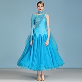 billige Ballroomkjoler-Ballroom-dans Kjole Rhinsten Dame Ytelse Langermet Polyester Nylon