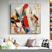preiswerte Abstrakte Gemälde-Buntes Gemälde auf Leinwand, handgemalt, moderne abstrakte Kunst, Acrylgemälde, handgemalte Wandkunst, abstraktes Messergemälde, übergroße Wandkunst auf Leinwand, große Wandkunstgemälde