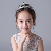 abordables Accessoires de coiffure-Couronne pour enfants, couvre-chef pour filles, bandeau en cristal, accessoires de mariage, spectacle d&#039;anniversaire pour enfants
