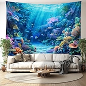 cheap Ocean Beach Tapestry-Undersea Landscape Hanging Tapestry Wall Art Large Tapestry Mural Decor Photograph Backdrop Blanket Curtain Home Bedroom Living Room Decoration