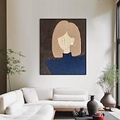 voordelige Schilderijen van mensen-handgeschilderde abstracte mode meisje canvas schilderij abstracte pattyle meisje schilderij voor woonkamer olieverf moderne muur kunst grote abstracte minimalistische bohemien portret schilderij muur