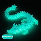 voordelige Beelden-3D-geprinte kristallen draak edelsteen draak 3D gelede draak speelgoed draaibaar en draak Chinees flexibel realistisch ornament