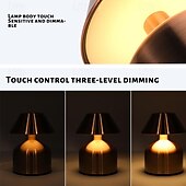 economico Lampade da tavolo-Lampada da tavolo a forma di fungo da 5,5&quot; in metallo ricaricabile con lampada da scrivania per atmosfera da camera da letto interna con regolazione a 3 colori