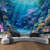 cheap Ocean Beach Tapestry-Undersea Landscape Hanging Tapestry Wall Art Large Tapestry Mural Decor Photograph Backdrop Blanket Curtain Home Bedroom Living Room Decoration