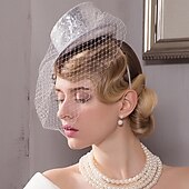 billige Partyhatter-pannebånd hatter hodeplagg tyll nonwoven bowler / cloche lue tallerken hatt topp hatt bryllup teselskap elegant britisk med ansiktsslør hodeplagg hodeplagg