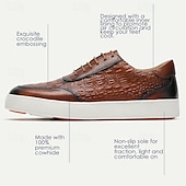 abordables Baskets en cuir haut de gamme-Homme Basket Baskets habillées Cuir Cuir de vachette pleine fleur italien Antidérapantes Lacet Noir Marron