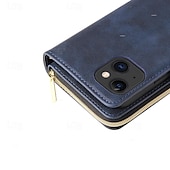 Недорогие Чехлы для iPhone-Чехол для iPhone 16 iPhone 15 Pro Max iPhone 14 13 12 11 Pro Max Mini SE X XR XS Max 8 7 Plus с кошельком и молнией с запястным ремешком подставка ретро TPU PU-кожа