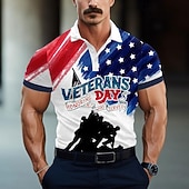 halpa Itsenäisyyspäivä-Miesten veteraanit Patriotismi Poolopaidat Golfpaita Lyhythihainen Poolopaidat Kauluspaidat Vapaa-aika Katuvaatteet Lomavaatteet Juhla-asut Napit 3D-tulostus Kesä Kevät Valkoinen