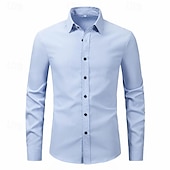 preiswerte Bügelfreie Herrenhemden-Herren Hemd Sommerhemd Freizeithemd Strandhemd Knopfhemd Schwarz Weiß Rosa Wein Marineblau Langarm Einfach Revers Urlaub Hawaiianisch Button-Down Bekleidung Polyester Mode Lässig Bequem