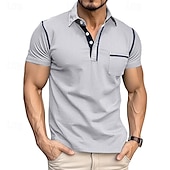 preiswerte Klassisches Poloshirt für Herren-Herren Poloshirt aus Baumwolle Golfhemd Arbeit Casual Kargen Kurzarm Basic Modern Farbblock Patchwork Taste Frühling Sommer Regular Fit Wein Dunkelgrau Schwarz Weiß Königliches Blau Grün Poloshirt