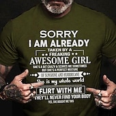preiswerte Herren -Grafik -T -Shirt-Herren Grafik Buchstabe Tut mir leid, dass ich bereits von einem verdammt tollen, perfekten Mädchen verführt wurde T Shirt T-Shirt 100% Baumwolle Kurzarm Grafik Hemd Wein Schwarz Weiß Bequemes T-Shirt