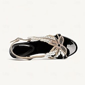 preiswerte Lässig-Damen Hochzeit Schuhe Sandalen Party Strass Runde Zehe Elegant Vintage Mikrobielles Leder Knöchelriemen Schwarz Rote Purpur