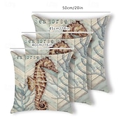 cheap Animal Style-6PCS Marine Life Double Side Cushion Cover 6PC Linen Soft Decorative Square Throw Pillow Cover Cushion Case Pillowcase for Sofa Bedroom Superior Quality Machine Washable