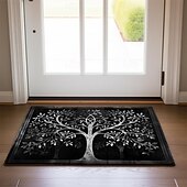preiswerte Fußmatten-Baum des Lebens, schwarz-weiße Fußmatte, Fußmatten, waschbare Teppiche, Küchenmatte, rutschfester, ölbeständiger Teppich, Innen- und Außenmatte, Schlafzimmerdekoration, Badezimmermatte,