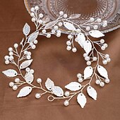 billige Tiaraer og Krone-Crown Tiaras pannebånd Hodeplagg Imitert Perle Legering Bryllup cocktail Luksus Retro Rød Med Imiterte Perler Sløyfer Hodeplagg Hodeplagg