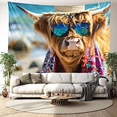 baratos tapeçarias de animais-praia iaque óculos de sol pendurado tapeçaria arte da parede grande tapeçaria mural decoração fotografia pano de fundo cobertor cortina casa quarto sala de estar decoração