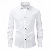 preiswerte Bügelfreie Herrenhemden-Herren Hemd Sommerhemd Freizeithemd Strandhemd Knopfhemd Schwarz Weiß Rosa Wein Marineblau Langarm Einfach Revers Urlaub Hawaiianisch Button-Down Bekleidung Polyester Mode Lässig Bequem