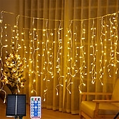 זול מופעל באמצעות אנרגיה סולארית-4m 13ft led סולארי מחרוזת נטיף אורות עמיד למים חתונה קישוט אורות מחרוזת וילון לחדר שינה פטיו חצר גן מסיבת חתונה