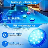 cheap Underwater Lights-2pcs Rechargeable Submersible Pool Lights with Remote, Swimming Floating Lights IP68 Waterproof  Underwater Color Changing Led Floating Lights for Hot Tub Bath